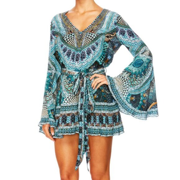 Camilla Turn On The Charm Wide Sleeve Playsuit Size Large b87 - Picture 5 of 13